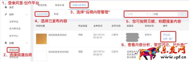 阿里創(chuàng)作平臺(tái)進(jìn)行頻道投稿